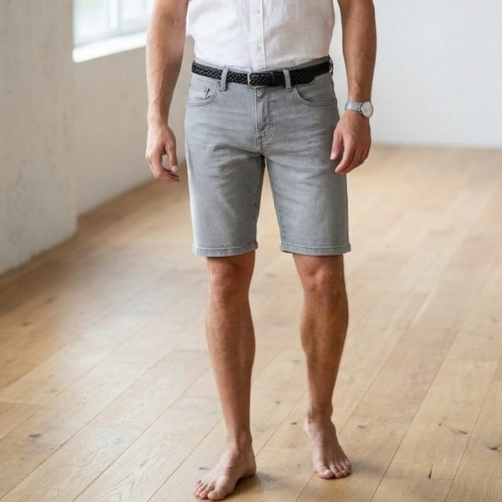 Jack & Jones Denim Shorts Bermuda Casual Straight Leg Greyish Blue SZ M